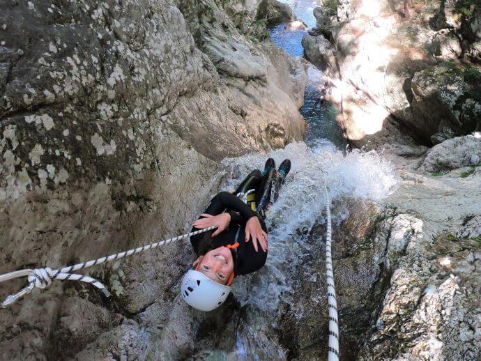 Canyoning near Bovec in Soča valley.